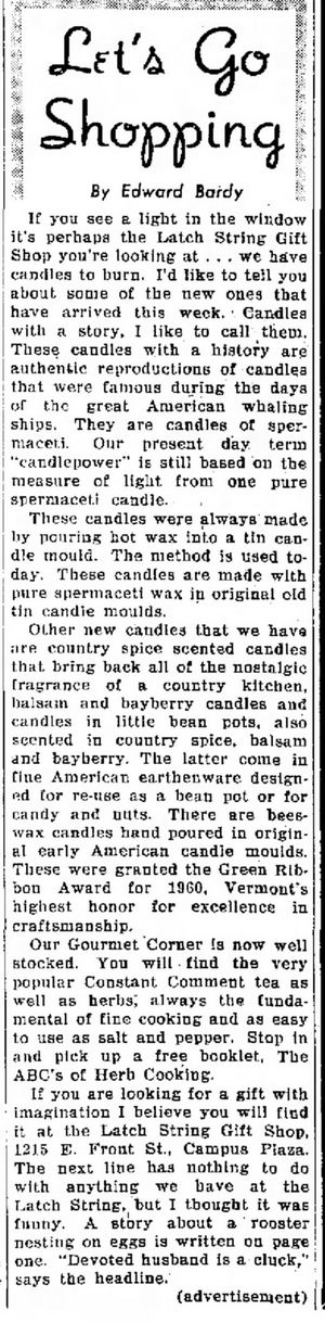 The Latch String - May 25 1961 Ad (newer photo)